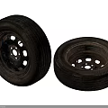 Old Vintage Vehicle Tires With Rustic Rims Side And Front Angle Shots