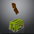 Green Toaster With Popping Orange Toast Slices And Colorful Stickers