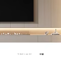 Modern TV Wall Design With Gray Wooden Panels LED Lighting And Decorative TV Console