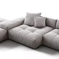 Modern Gray Sectional Sofa with Plush Cushions and Matching Ottoman 3d model