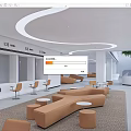 Modern Service Hall Interior Design With Waiting Area Comfortable Seats And Curved Lighting