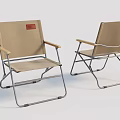 Modern Folding Leisure Chairs With Beige Fabric Seat And Metal Frame Armrests Red Label