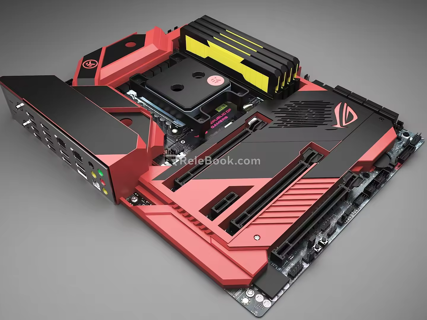 Computer Motherboard Asus Motherboard Chip Slot Memory Slot Graphics Card Slot Chip Graphics Circuit Board Capacitance Motherboard Capacitance Mechanical Motherboard 3d model