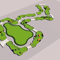 Well Planned Garden Landscape With Winding Paths And Green Lawn Areas