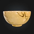 Decorative Handcrafted Cream Colored Ceramic Bowl With Golden Crackle Patterns 3d model