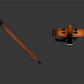 High Quality Orange Violin With Bow On Black Background For Daily Living