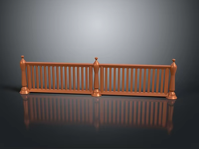 Architectural Wooden Railing Design With Decorative Posts Balusters And Finials For Building 3d model