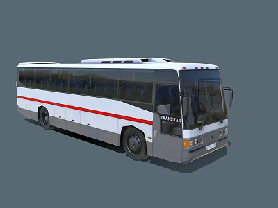 KARSAN Modern Bus With White Body Red Stripe Large Windows And Sleek Design 3d model
