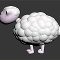 Cute Cartoon Sheep Character With White Wool And Pink Ears Nose Legs
