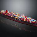 Large Container Ship With Colorful Containers And MOL Logo On Water