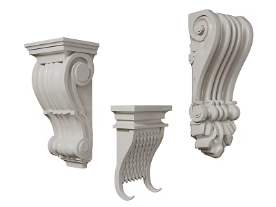 Classical Column Capitals With Intricate Carved Designs And Ornate Volute Decorative Details 3d model