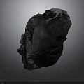 Natural Black Stone With Shiny Polished Surface And Raw Textured Edges