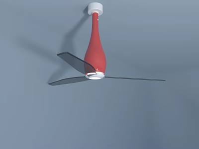 Red Ceiling Air Conditioning Fan With Black Blades And White Base Modern Design 3d model