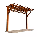 Wooden Garden Pergola with Lattice Top Design and Stone Base Platform Structure