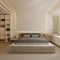 Modern Minimalist Bedroom with Starry Ceiling Light Colored Design Display Cabinet and Large Window