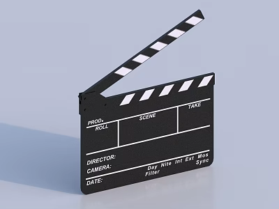 Classic Black And White Movie Clapperboard Slate With Director Camera Date Details 3d model