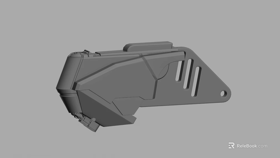 Gray 3D Model Mechanical Part Geometric Structure With Holes And Components 3d model 
