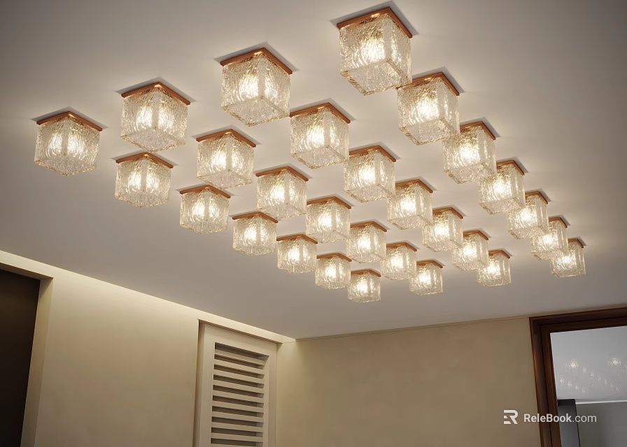 Crystal Square Ceiling Lights For Modern Interior 3d model 