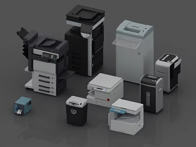 Essential Office Appliances Including Printers Copiers Shredders Scanners And Multifunctional Devices 3d model