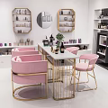 Modern Beauty Salon Interior With Pink Chairs White Table And Beauty Products