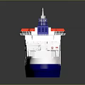 P O Ferry Displaying Blue White Color And Reflection 3d model