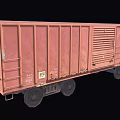 Rusty Red Freight Train Car With Metal Structure Wheels And Side Grilles 3d model