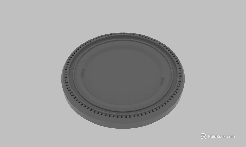 Circular Gray Plastic Base With Serrated Edge And Smooth Top Surface 3d model 