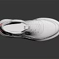 White High Top Shoes With Thick Sole And Small Red Logo On Side