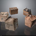 Various Packaged Household Items In Cardboard Boxes And Paper Bags For Storage