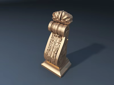 Roadside Decorative Pillar With Golden Carved Design And Ornamental Top 3d model