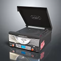 Black Retro Record Player Audio System With Open Lid Control Panel Knobs And Display Screen