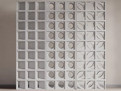 Hollow brick cement hollow partition cement brick wall finished brick screen 3d model