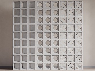 Hollow brick cement hollow partition cement brick wall finished brick screen 3d model