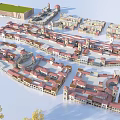 Aerial Planning of Organized Building Complex With Red Roofs and Green Plaza Areas