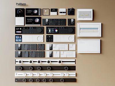 Polligen Modern Switch Panels With Various Designs And Black White Colors 3d model