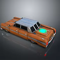 Brown Vintage Car with Silver Roof and Green Rear Light 3D Rendered Model