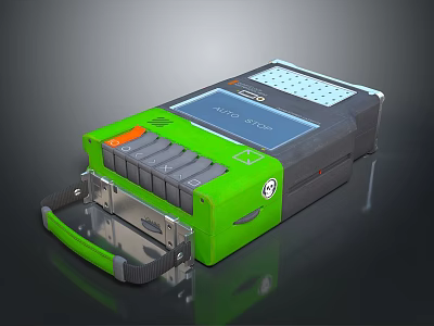 Portable Electronic Device with Green Gray Design Display Screen Control Buttons and Handle 3d model