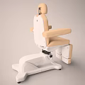 Medical Treatment Chair With Beige Upholstered Seat Armrests And White Adjustable Base