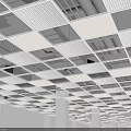 Modern Suspended Ceiling Grid Design with Black Frame White Panels and Lighting Fixtures
