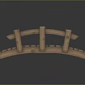 Handcrafted Rustic Wooden Bridge With Arch Design Curved Railings And Plank Surface