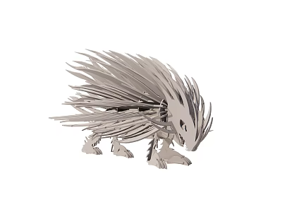 Silver Metal Hedgehog Decorative Model With Detailed Spikes And Crafted Design 3d model