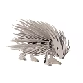 Silver Metal Hedgehog Decorative Model With Detailed Spikes And Crafted Design