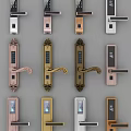 Various Decorative And Digital Door Locks With Stylish Handles In Different Colors