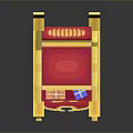 Decorative 3D Model With Golden Frame Red Diamond Pattern And Gray Support Legs