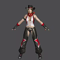 Game Movie Character Cowboy Hat Red Bandana White Tank Top Black Leather Pants Red Stars