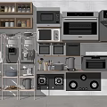 Organized Modern Kitchen Interior With Various Appliances Cabinets And Shelves 3d model