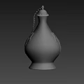 Ceramic Vessel Featuring Horse Relief Golden Handle Chain And Bell Design