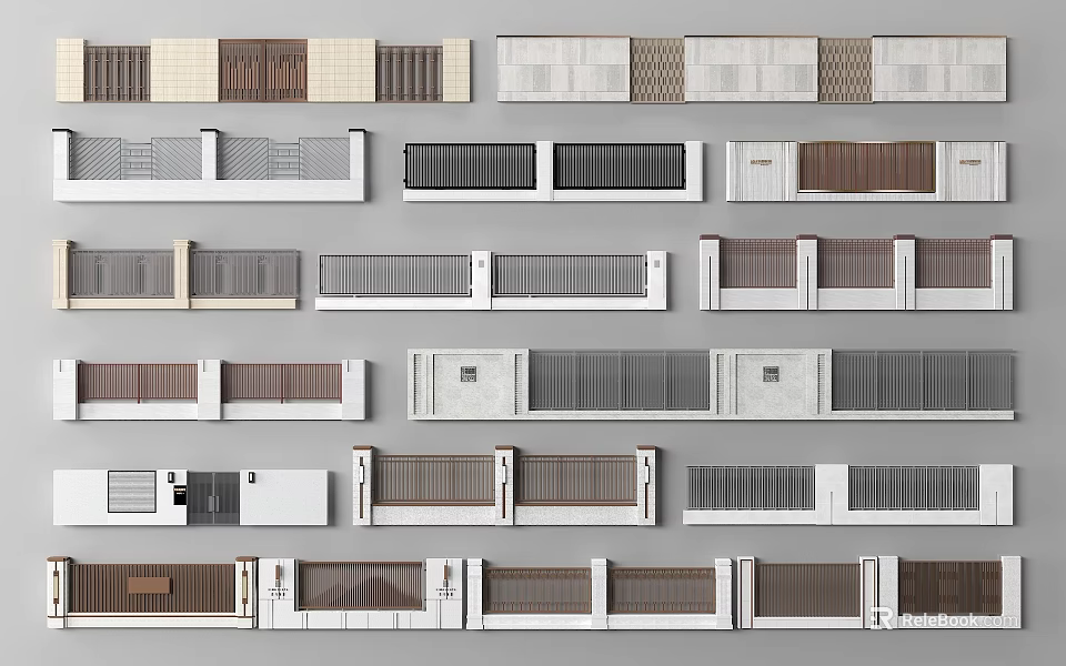 Building Exterior Walls With Various Designs Materials And Textures For Modern Architecture 3d model 