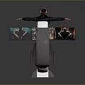 Immersive Virtual Reality Experience With User Wearing VR Headset On Chair Device And Large Screen