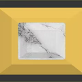 Decorative Household Item With Gold Frame White Marble Top And Colorful Gemstone Accents